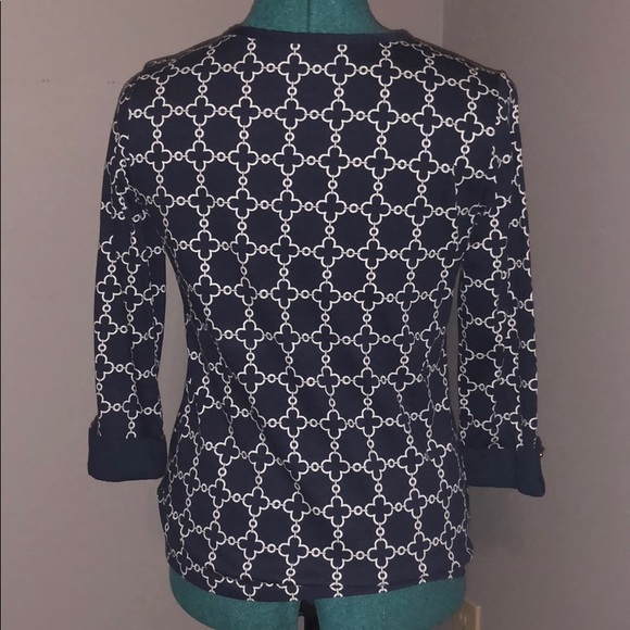 Charter Club navy blue blouse with gold buttons - Picture 4 of 5